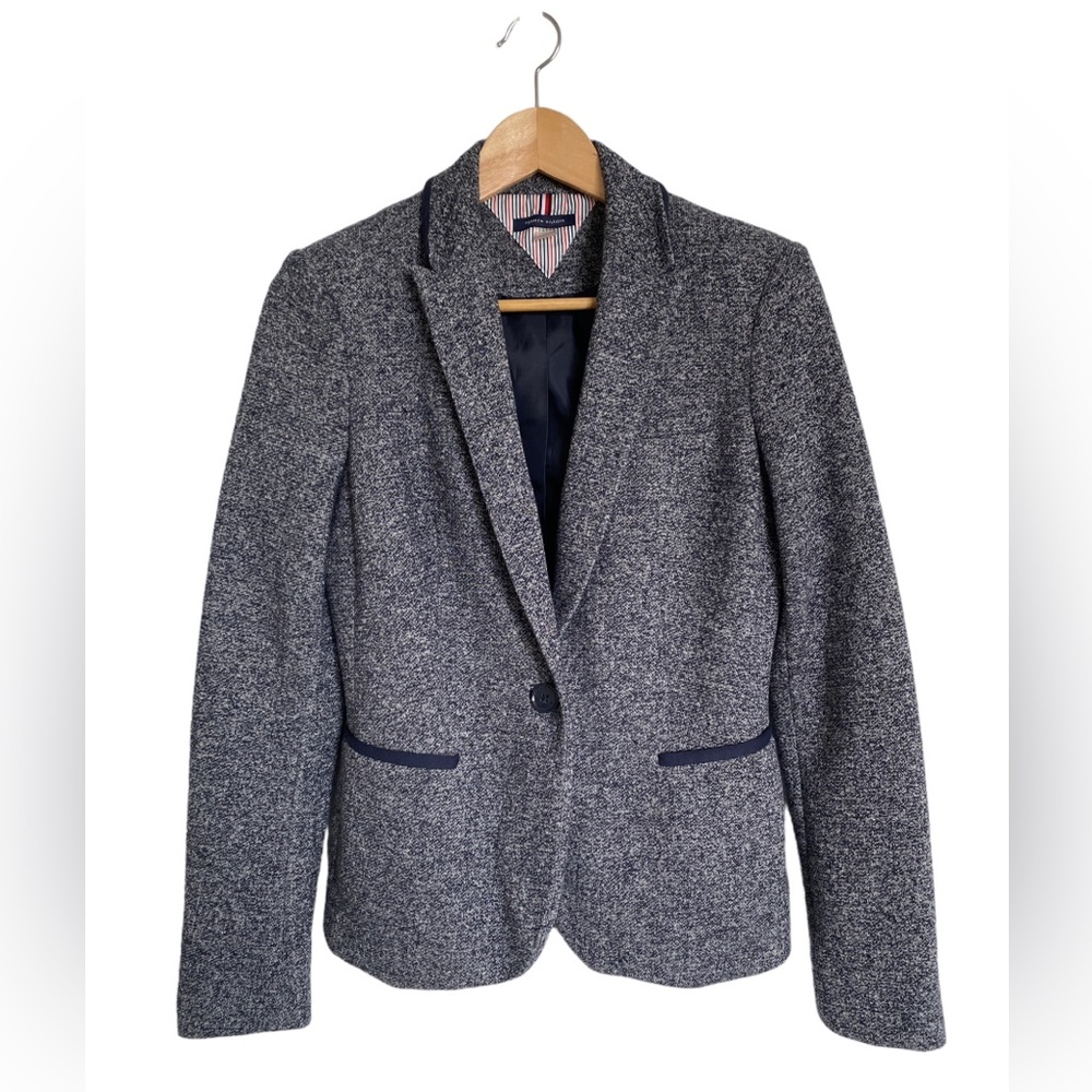 Tommy Hilfiger Sport Jacket Blazer Soft Knit Heather Gray Womens 2